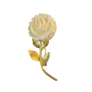 Vintage 12K GF Carved Rose Flower Pin Brooch